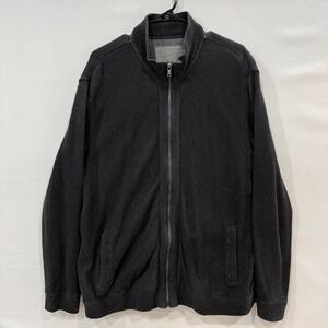 Calvin Klein Full Zip Sweater Mens XXL Black Cotton Long Sleeve Mock Neck Casual